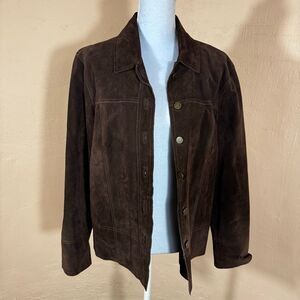 IVY Dark Chocolate Brown Genuine Suede Leather Jacket – Snap Front | Contrast St
